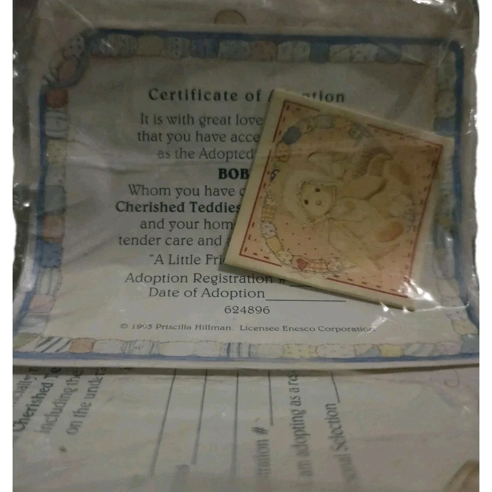 Cherished Teddies Bobbie Figurine‎ 624896 1993 Enesco w/ Box & Certificate